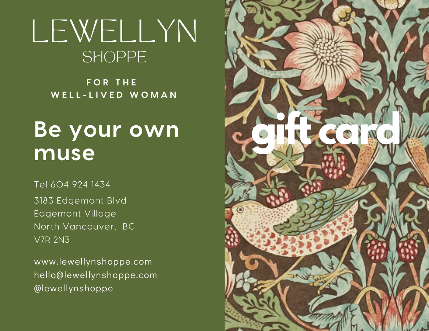 Lewelllyn Shoppe  Digital Gift Card
