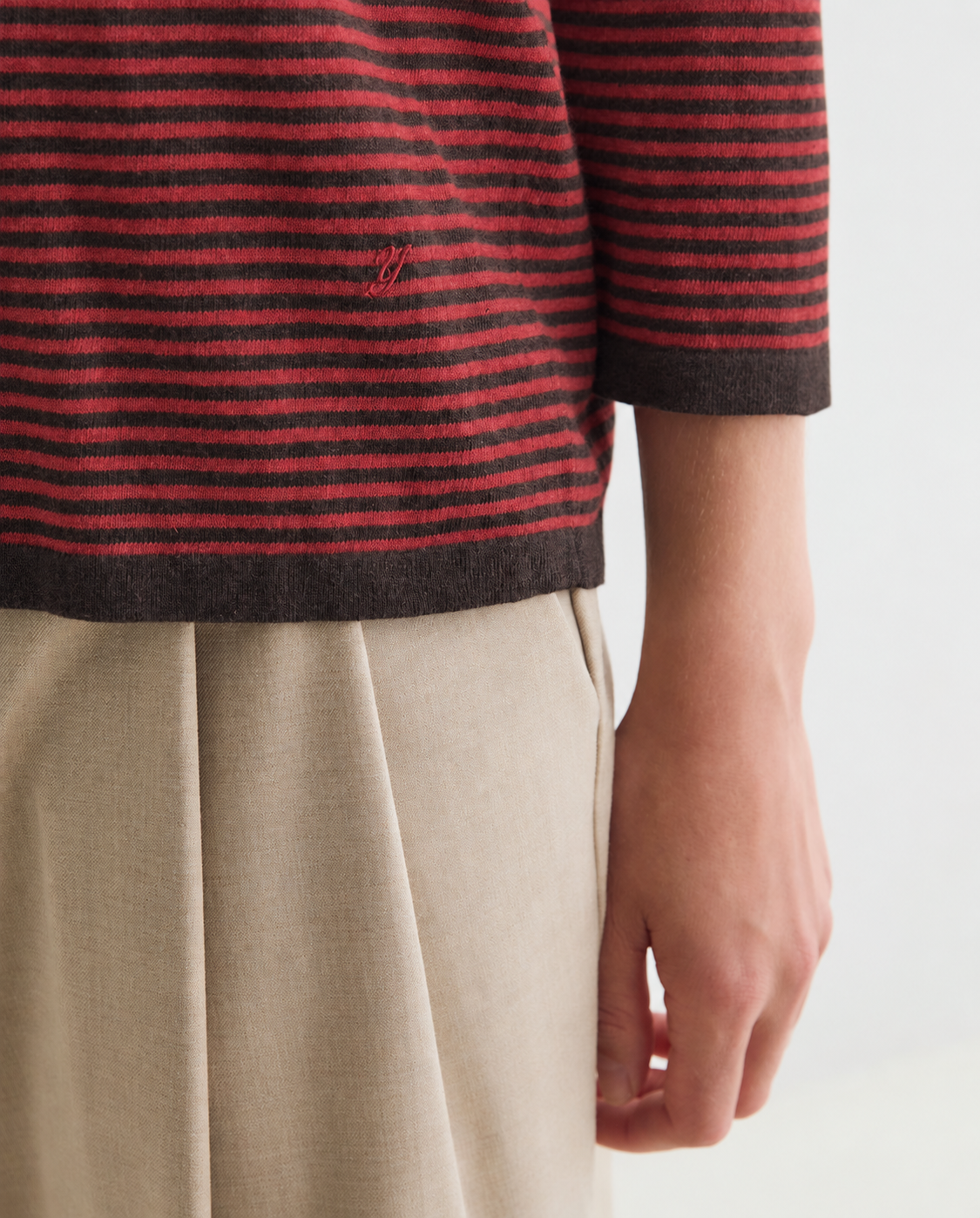 45501-Striped Sweater With Embroidered Logo