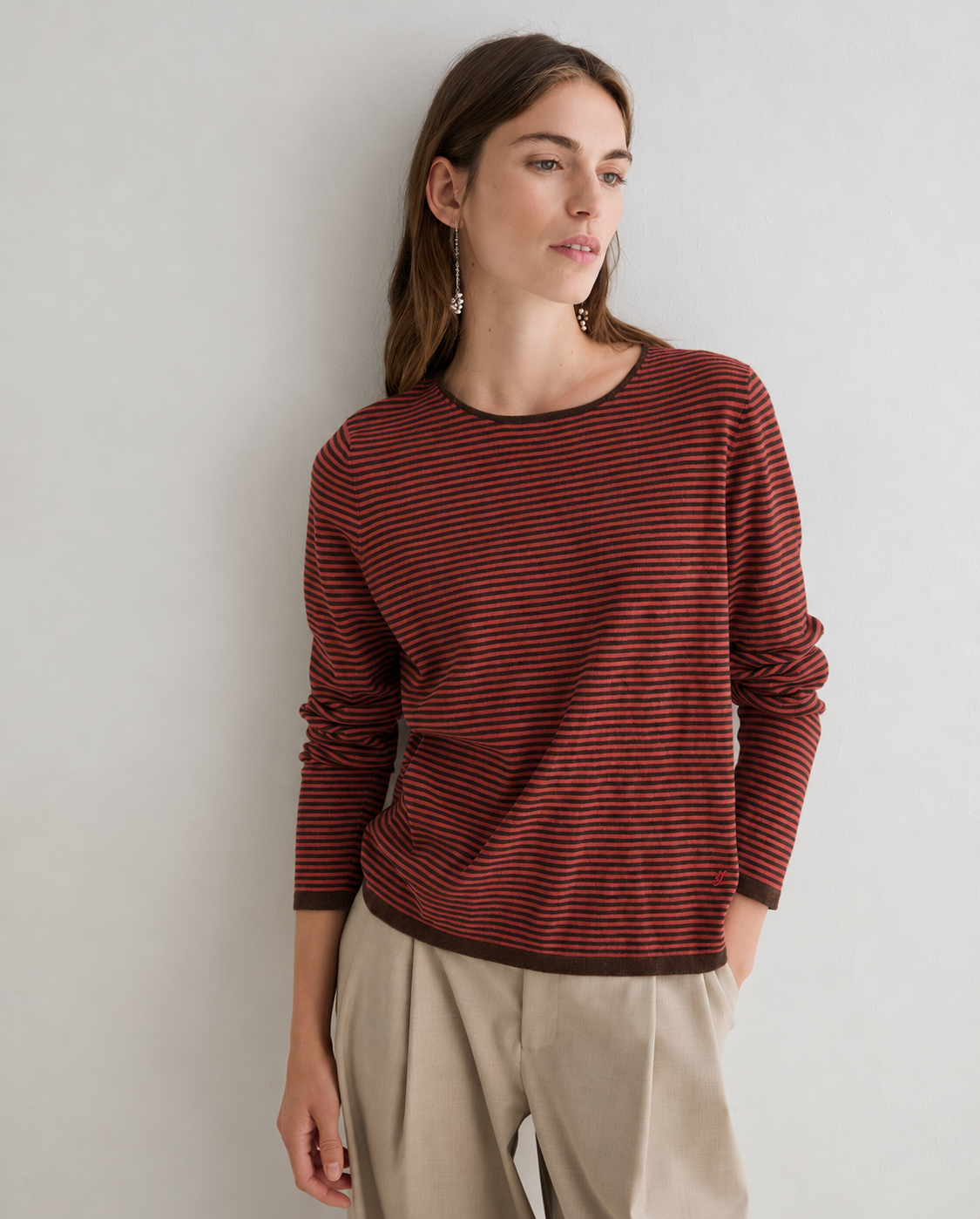 45501-Striped Sweater With Embroidered Logo