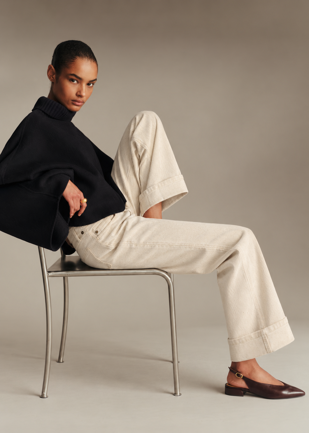 45851-Wide Leg Denim Trousers