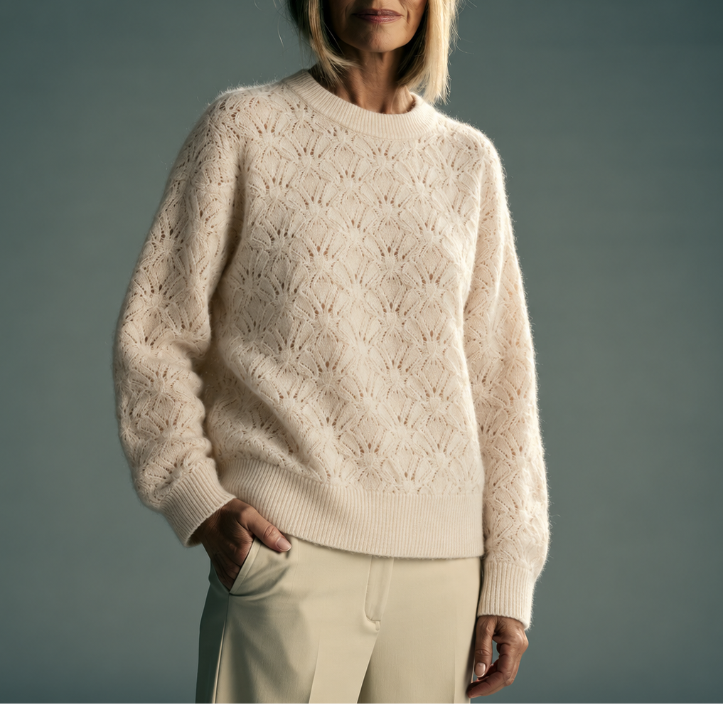 Paloma Ecru Crochet Pullover