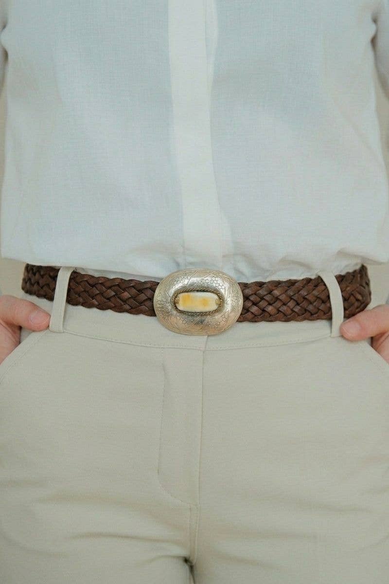 MERCURIO NARROW BROWN LEATHER BELT