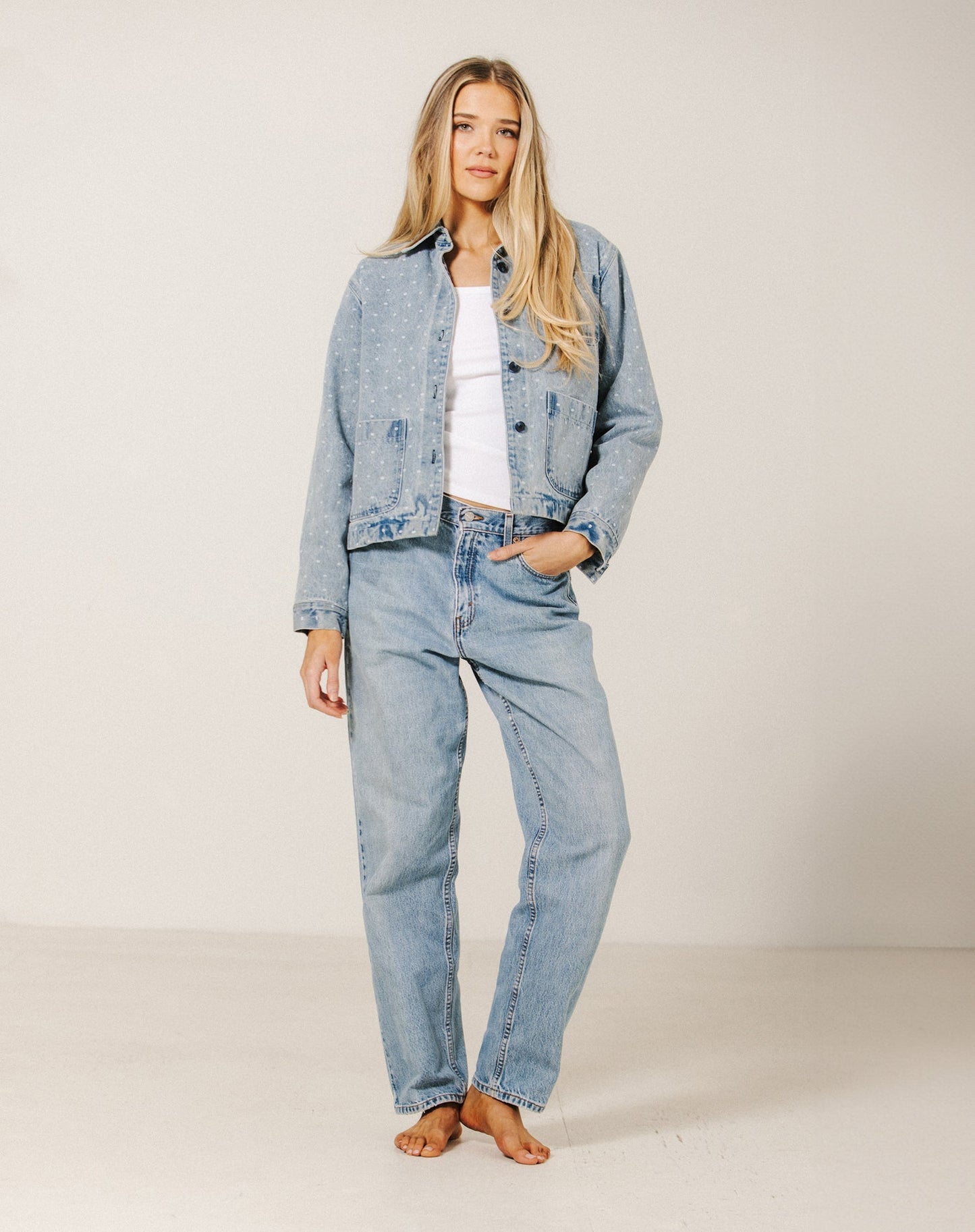 Micro Floral Denim Jacket