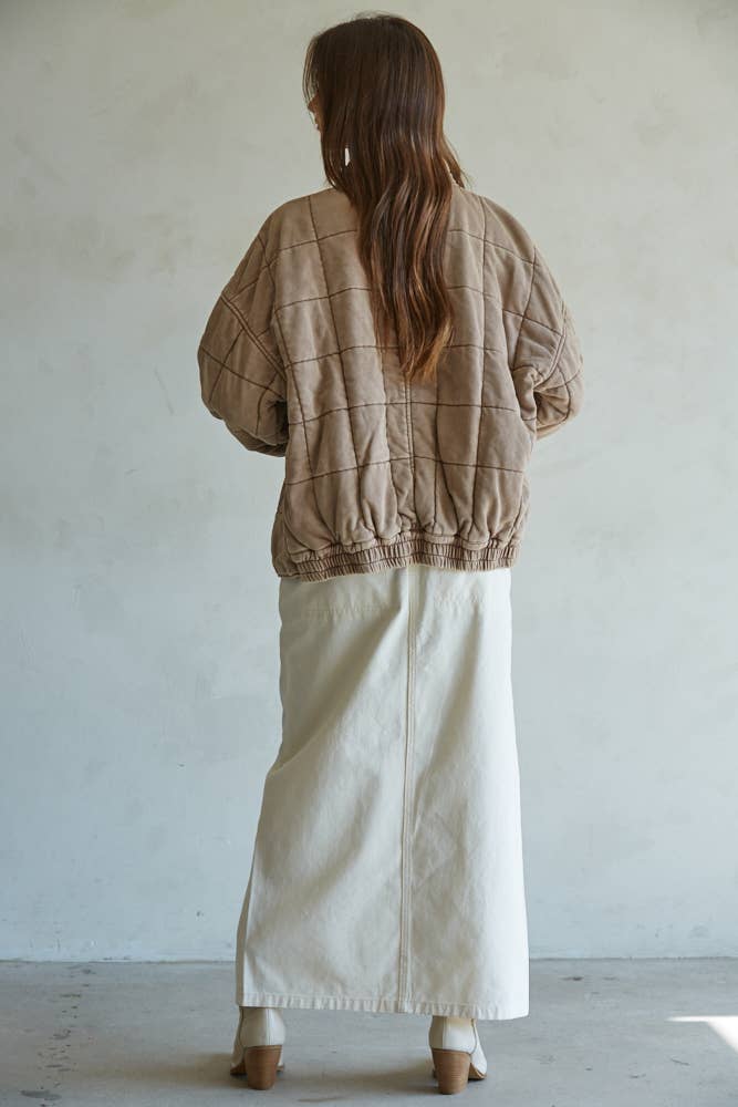 L4369 | Long Sleeve Quilted Knit Mineral Washed Jacket