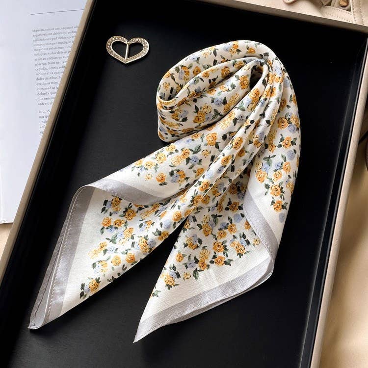 Vintage Rose Silk Scarf | 100% Mulberry Silk