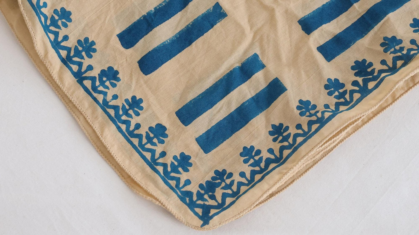 Turquoise Block Print Bandana